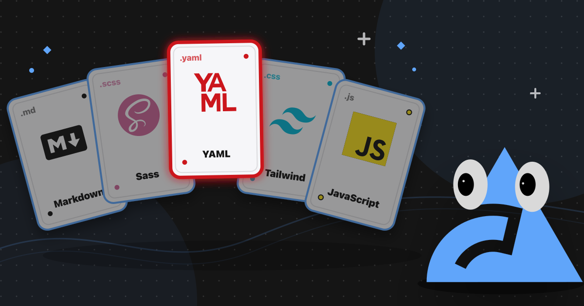 Biome mascot with a deck of cards. The YAML card is highlighted